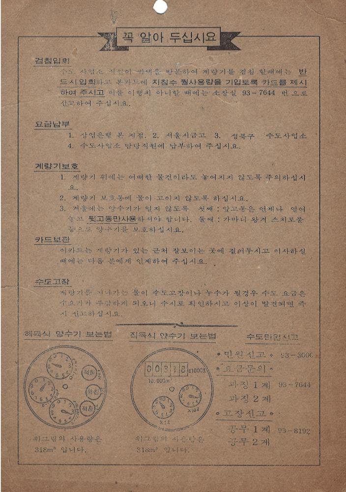 제3회 성북구 민간기록물 수집 공모전_성북구 수도계량검침카드(2)