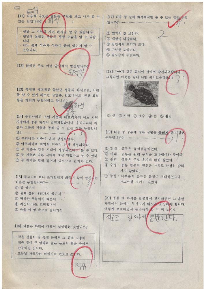 제3회 성북구 민간기록물 수집 공모전_2009년 돈암초 4학년 시험지(11)